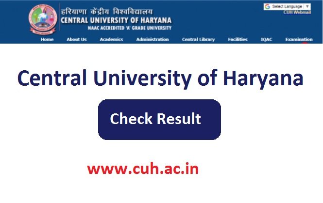 Central University of Haryana Result 2023 Check Link www.cuh.ac.in