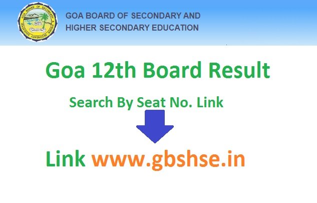 Goa 12th Board Result 2024 Search By Seat No. Link www.gbshse.in 