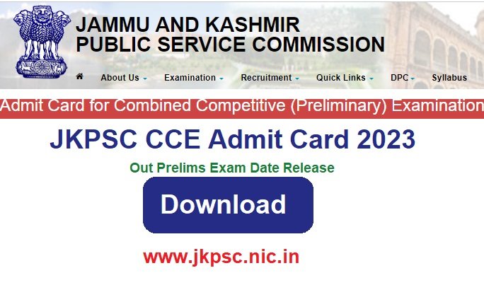 JKPSC CCE Admit Card 2023 Out Prelims Exam Date Release, @www.jkpsc.nic.in