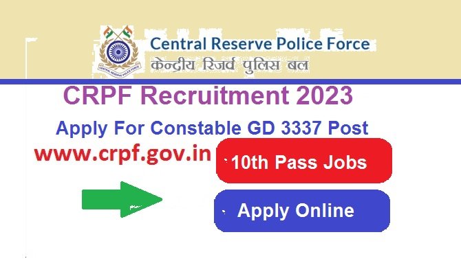 CRPF Constable GD Recruitment 2024 Apply Online For 3337 Post, @www.crpf.gov.in